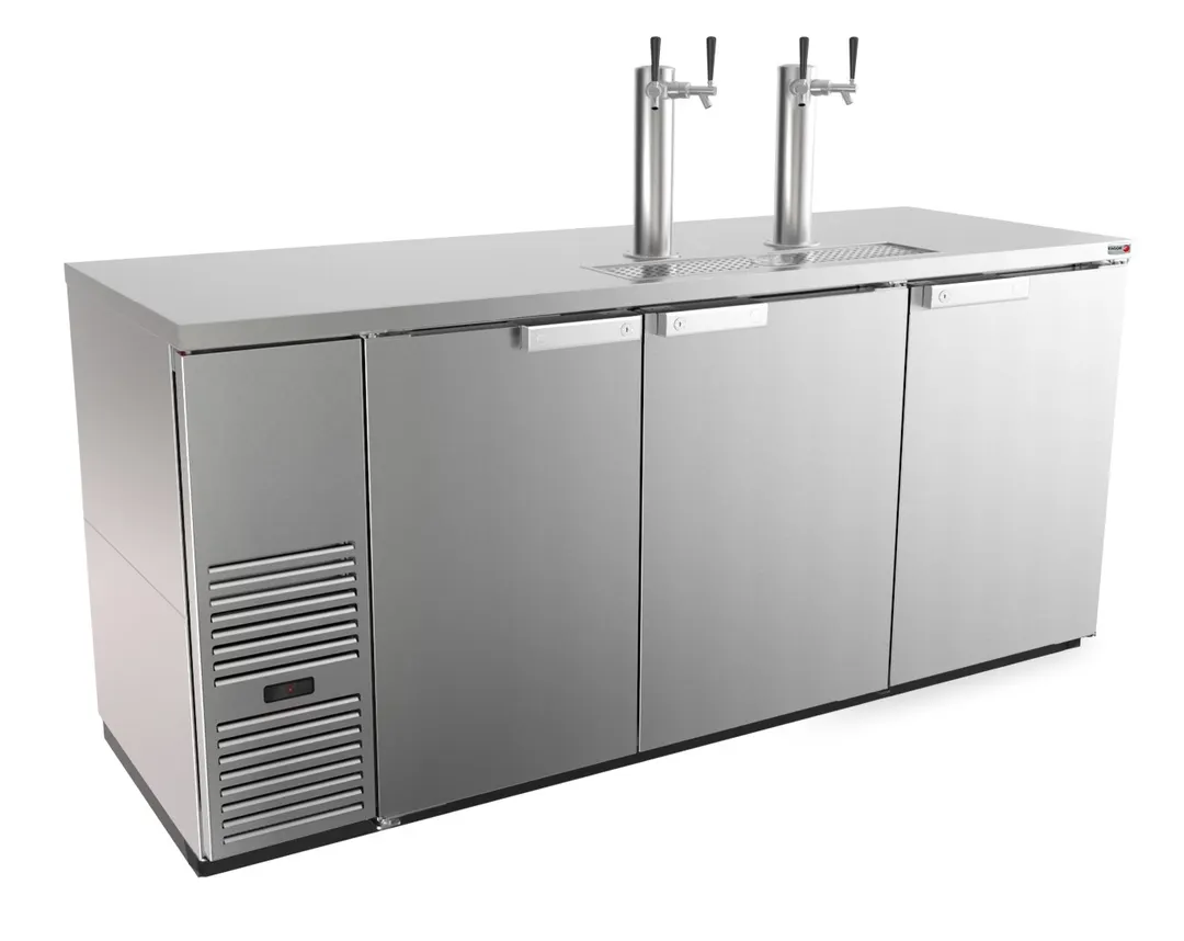 Fagor FDD-79S-N 73" 4‑Keg Draft Beer Cooler, Stainless, 2 Towers, 3 Doors, LED, 1/3 hp, CETLus
