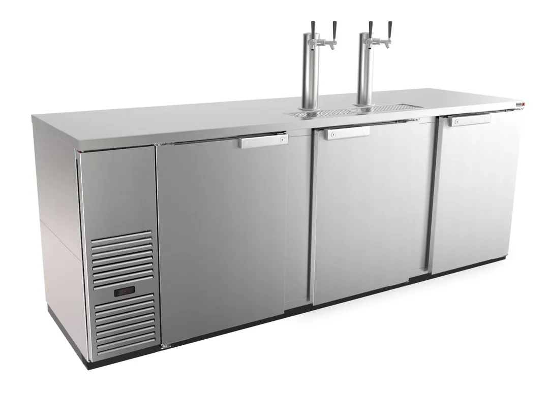 Fagor FDD-95S-N Draft Beer Keg Cooler, 73" Wide, 5‑Keg (35 cu ft), Stainless, 2 Faucet Towers