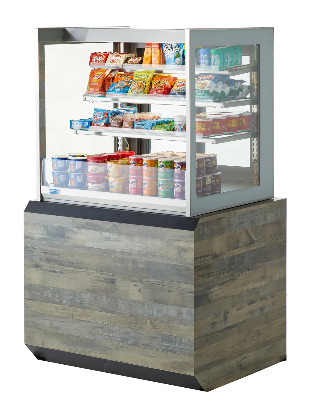 Federal Industries ITDSS3626F 36" 2-Glass Door Display, 2 Shelves, LED Lighting