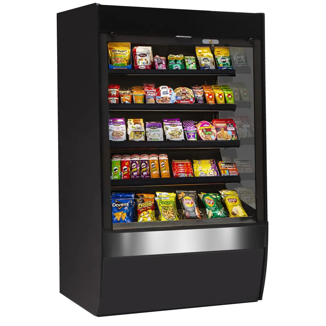 Federal Industries VNSS7260S 71.25" Display Case, Black Frame, Deck, Shelves, 3500K LED, 120V