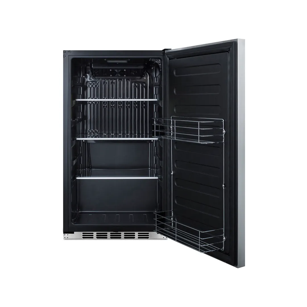 Summit FF195H34 19" Built-in or Freestanding Undercounter Refrigerator in Black, Stainless Steel Door, 3.13 cu. ft