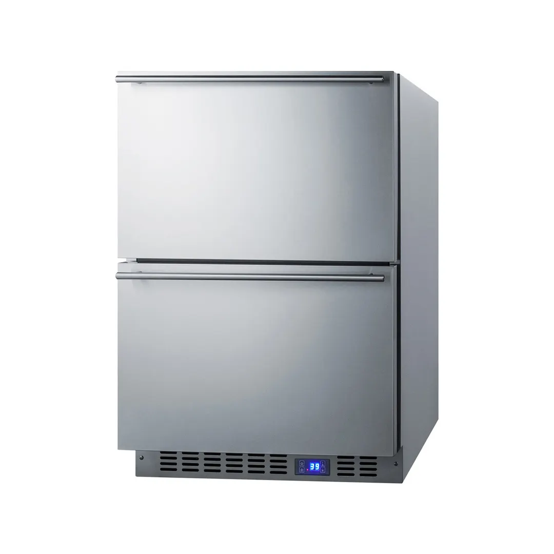 Summit FF642D 24" Built-in Undercounter Refrigerator in Stainless Steel, w/ 2 Drawers, 3.4 cu. ft.