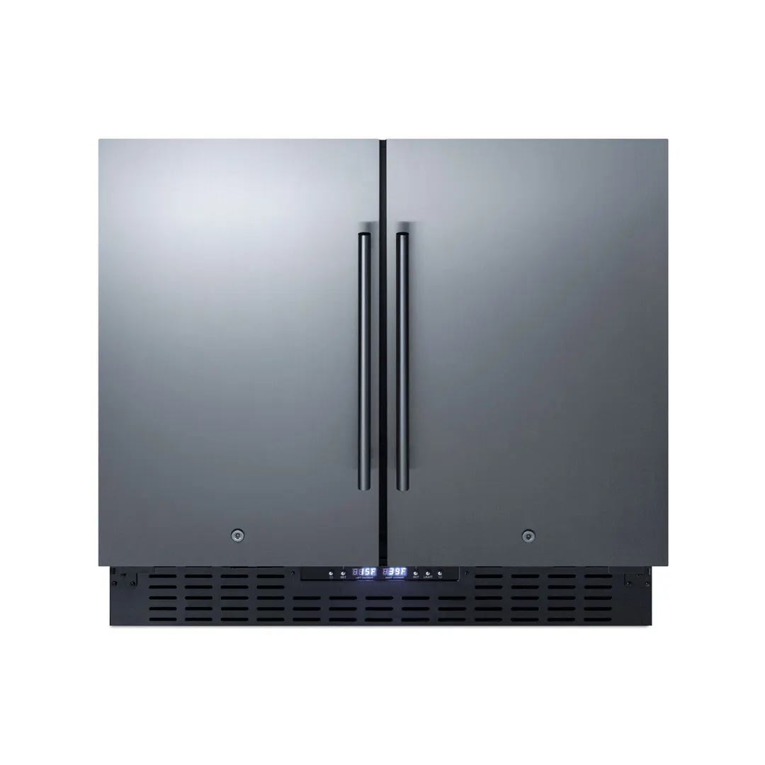 Summit FFRF36 36" Built-in or Freestanding Refrigerator Freezer in Black, Stainless Steel Doors, 5.8 cu. ft.