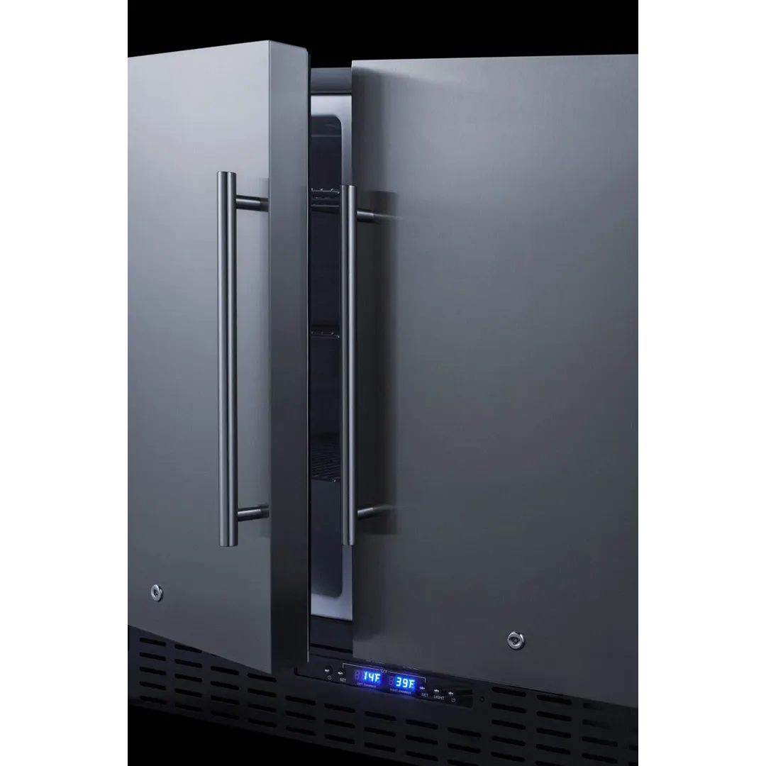 Summit FFRF36 36" Built-in or Freestanding Refrigerator Freezer in Black, Stainless Steel Doors, 5.8 cu. ft.