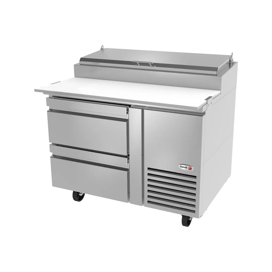 Fagor FPT-46-D2 46" 1-Section Refrigerated Pizza Prep Table w/ 2 Drawers, (6) 1/3 Size Pans