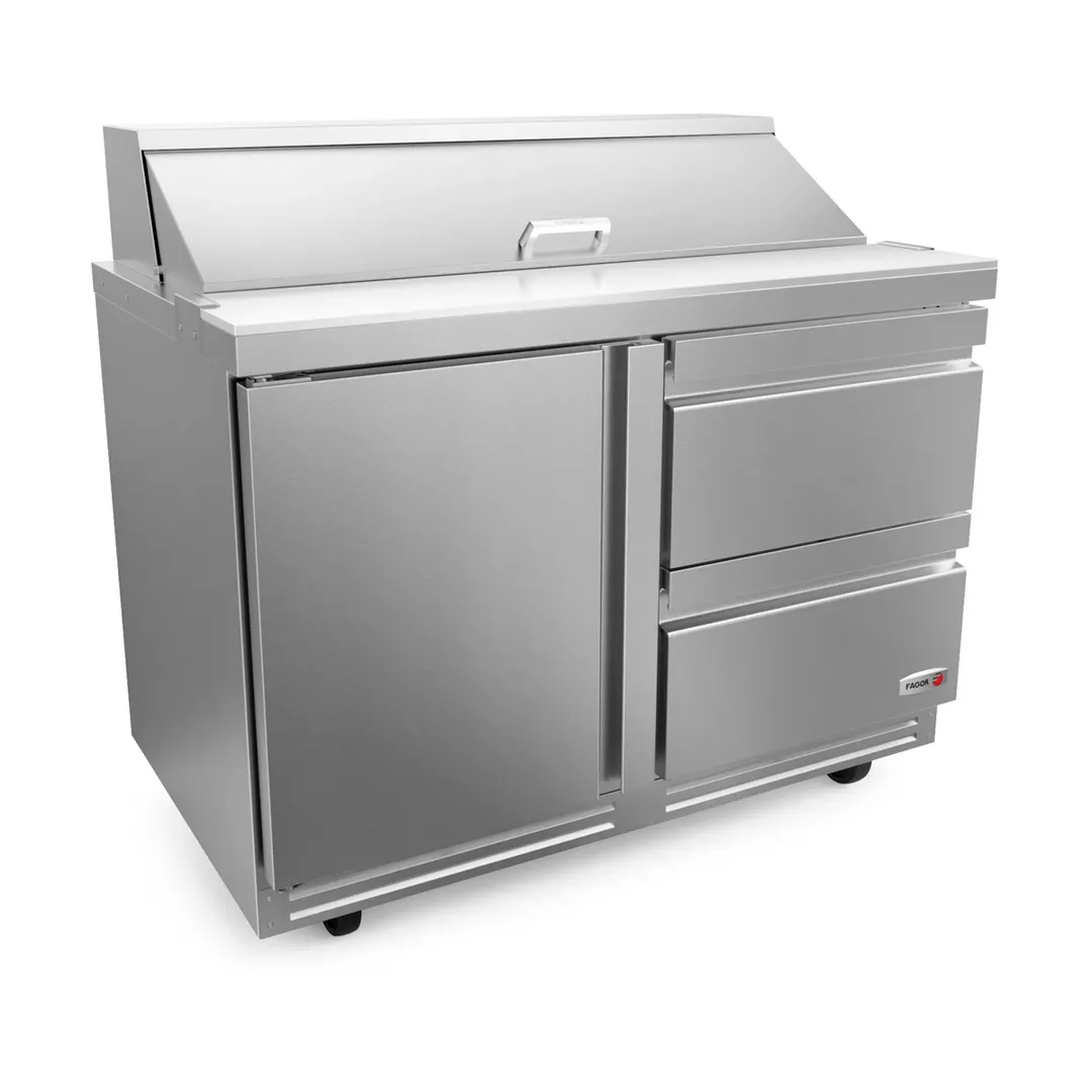 Fagor FST-48-12-D2-N 48" 1-Door & 2-Drawer Sandwich and Salad Prep Table, 12 Pans, Stainless Steel
