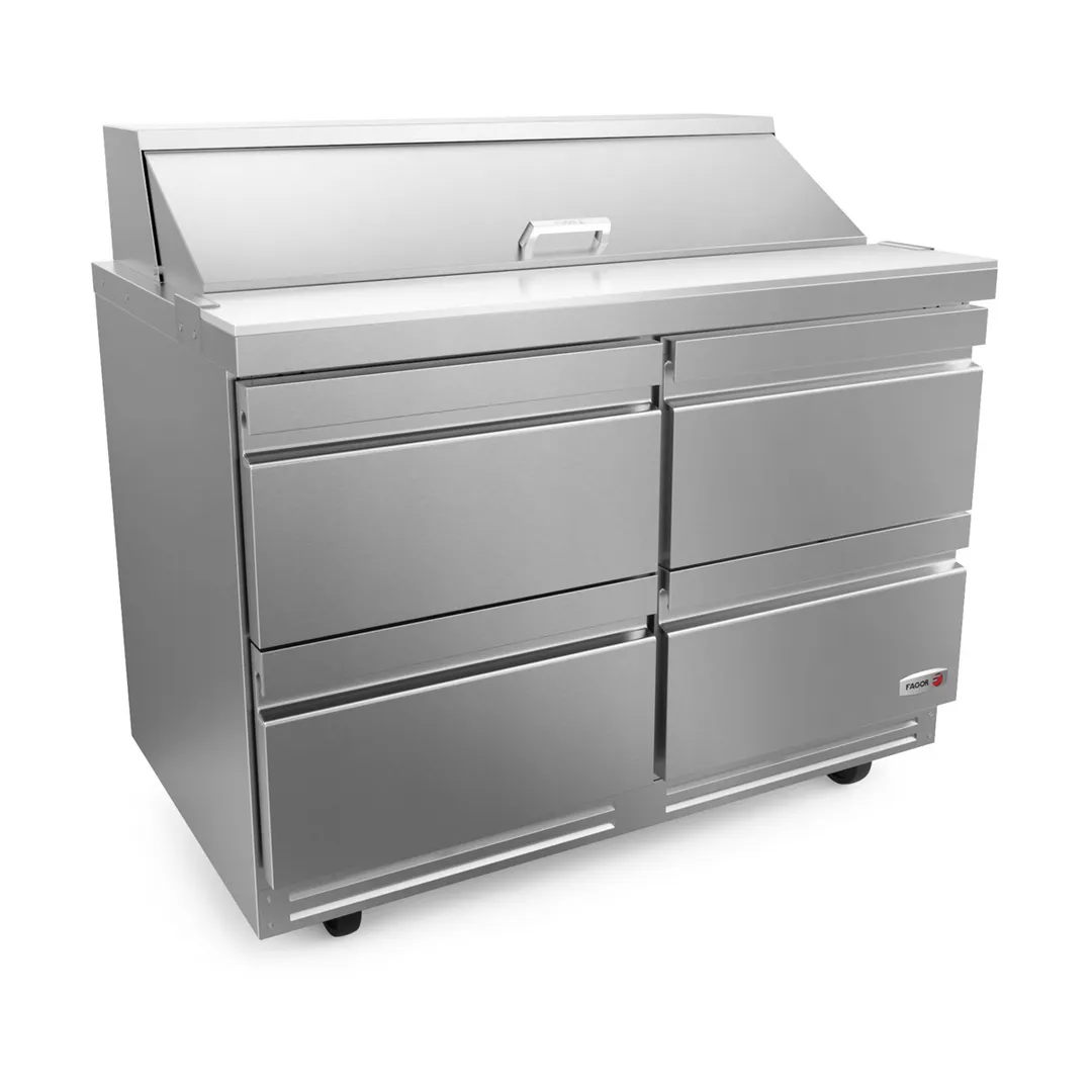 Fagor FST-48-12-D4-N 48" 4-Drawer Sandwich and Salad Prep Table, 12 Pans, Stainless Steel