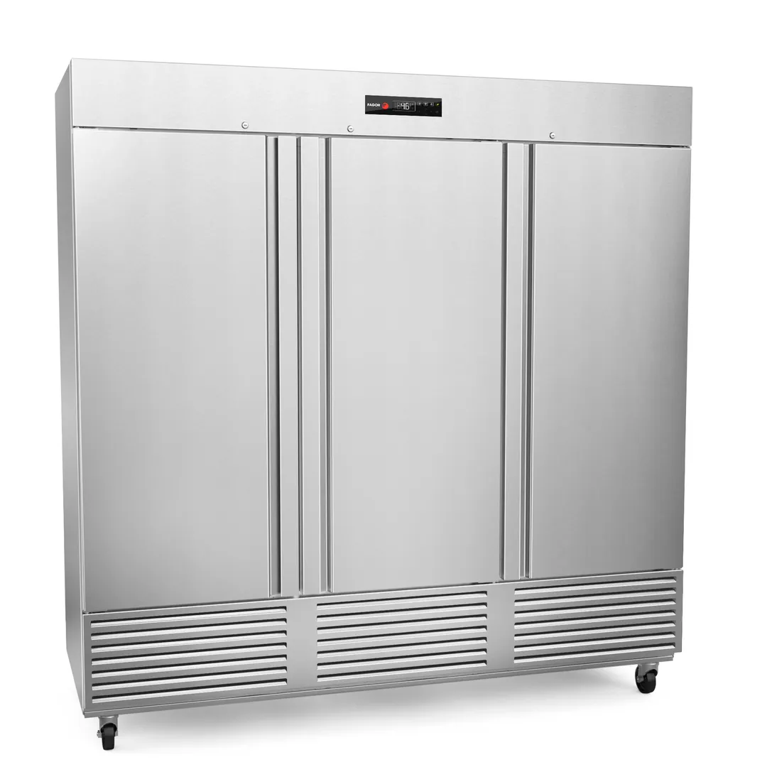 Fagor Refrigeration QVR-3-N Reach-In Refrigerator w/ 3 Solid Doors, Bottom Mount, Stainless Steel, 76 cu. ft.