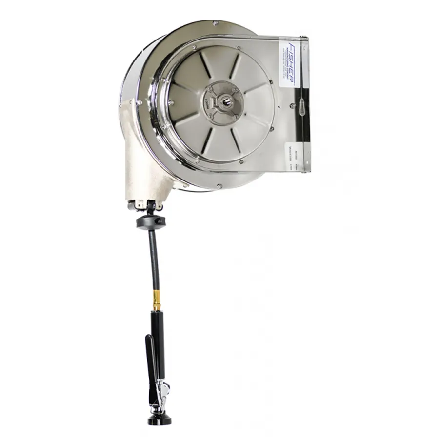 Fisher 75221 Hose Reel Assembly, Wall Mounted, Closed Stainless Steel Reel