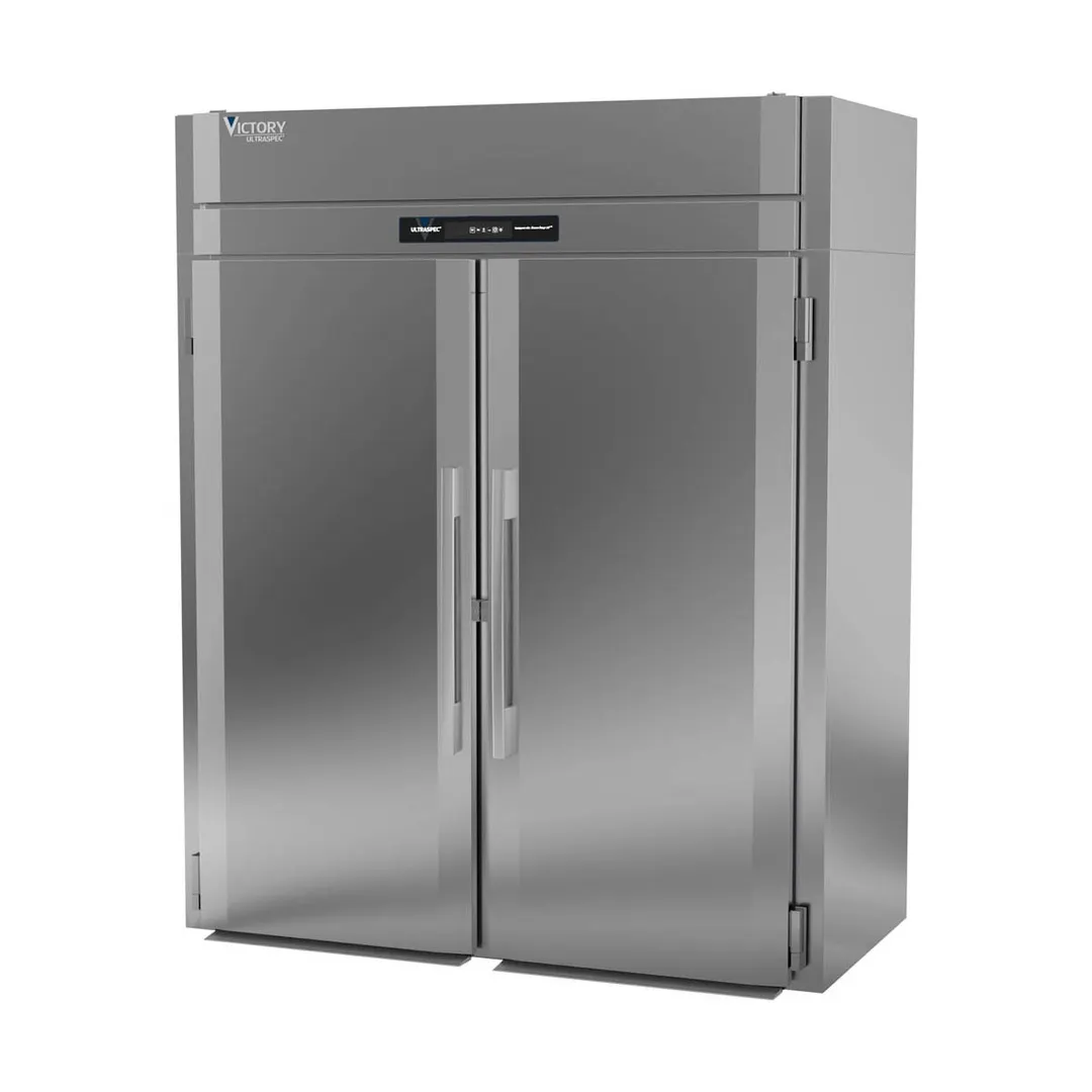 Victory FISA-2D-S1-HC 68" 2-Solid Door Roll-In Freezer, Top Mounted, 71 cu. ft., Stainless Steel Front, Aluminum Sides