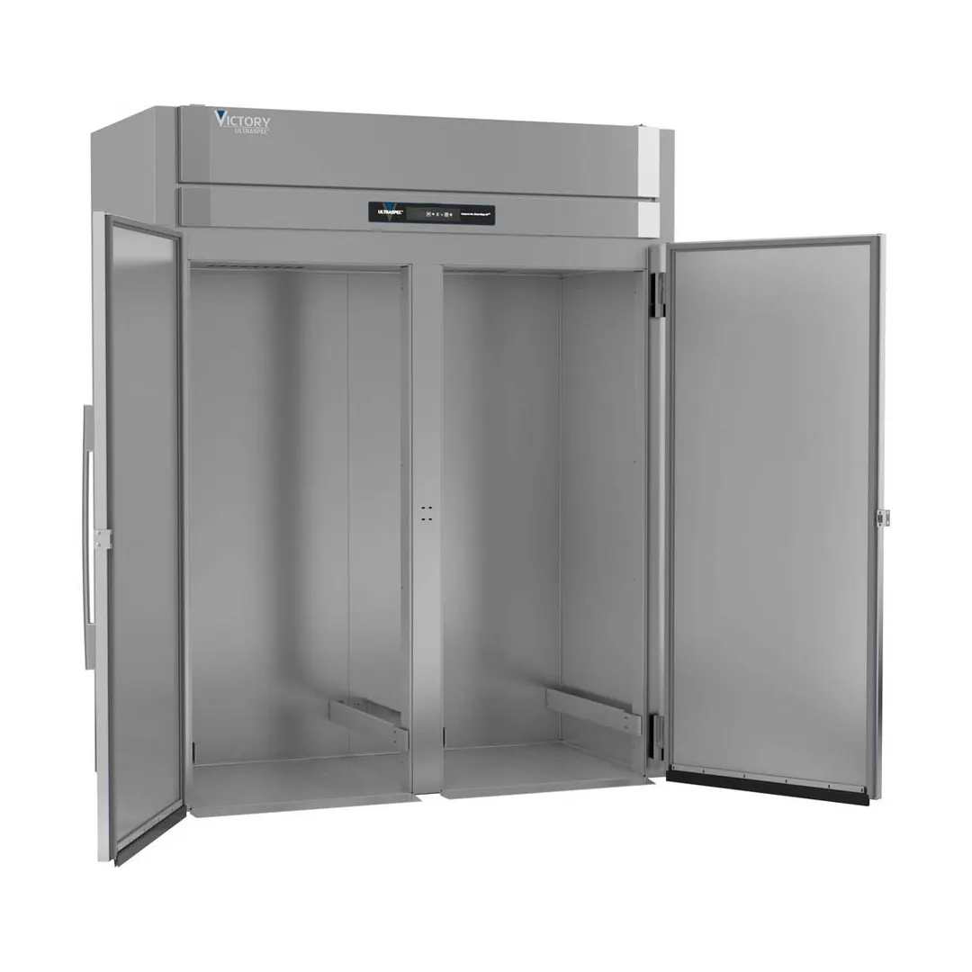 Victory FISA-2D-S1-HC 68" 2-Solid Door Roll-In Freezer, Top Mounted, 71 cu. ft., Stainless Steel Front, Aluminum Sides