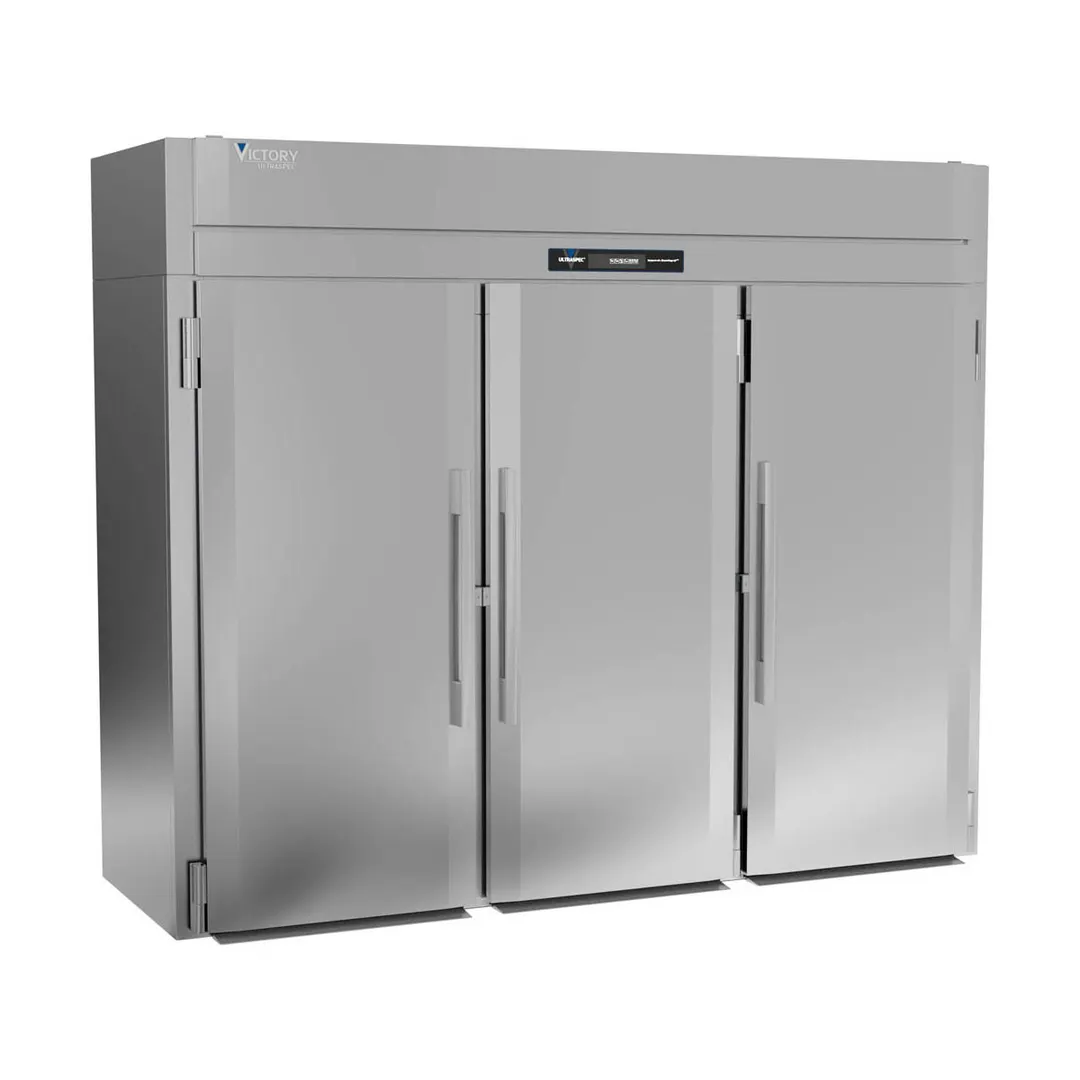 Victory FISA-3D-S1-HC 101" 3-Solid Door Roll-In Freezer, Top Mounted, 107 cu. ft., Stainless Steel Front