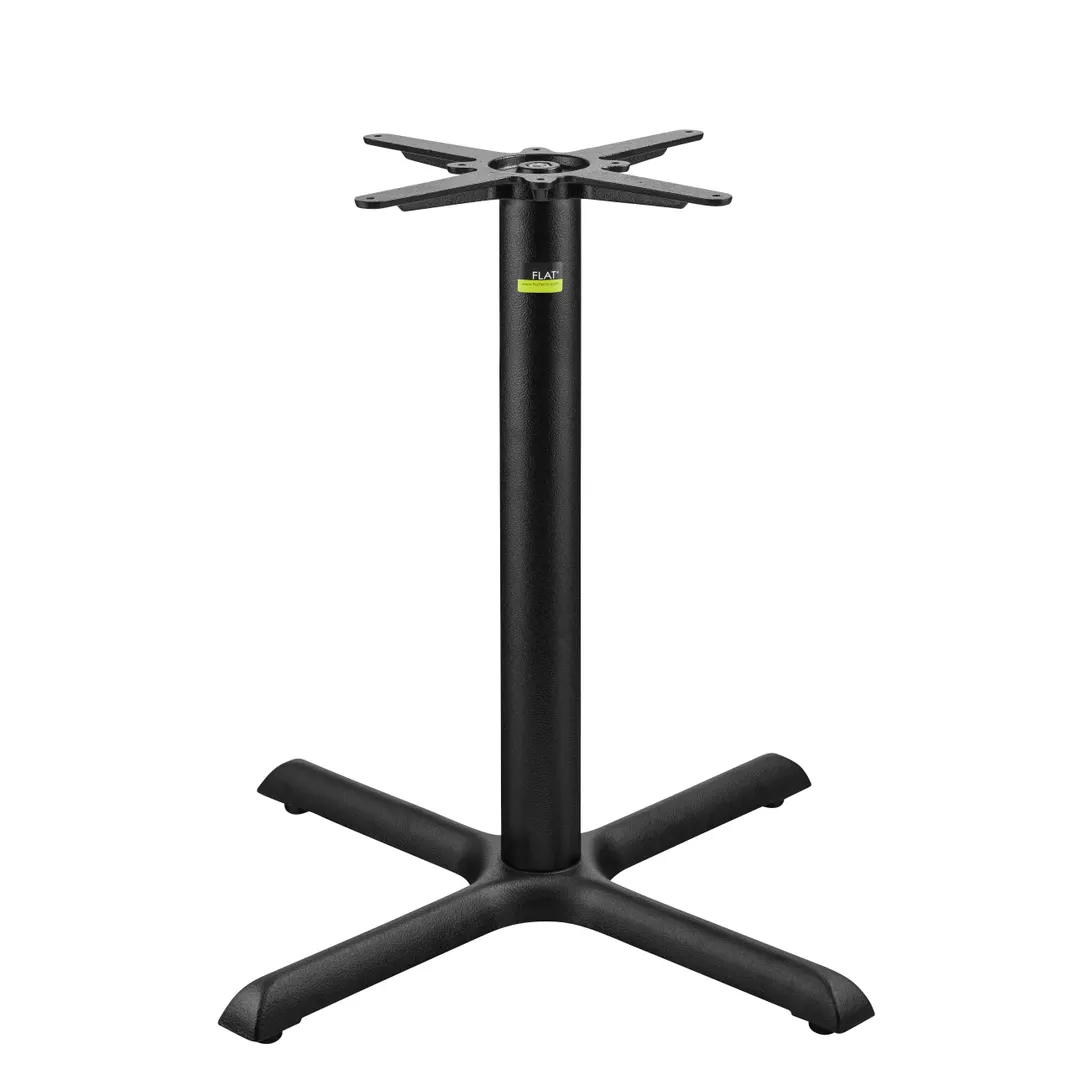 FLAT Tech CT2006 KX30 Dining Height Restaurant Table Base, 30" Cross Base, 3" Dia. Column, Cast Iron, Textured Finish
