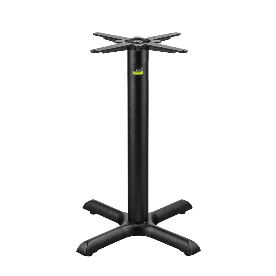 FLAT Tech CT2007 KX22 Cast Iron Restaurant Table Base, 22x22 Inch Base, 3 Inch Diameter Column, Embossed Coated Steel Finish, Dining Height