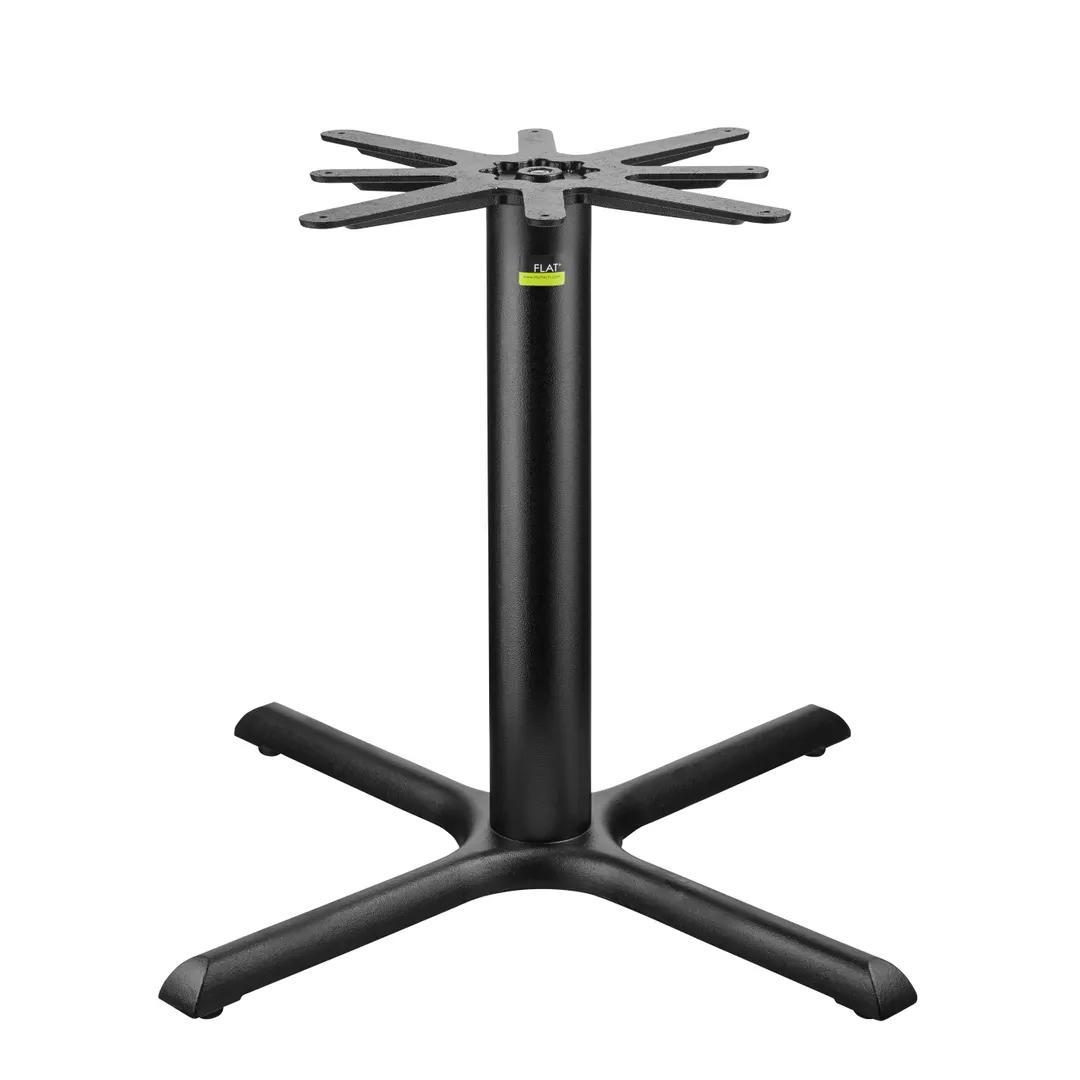 FLAT Tech CT2021 KX36 Dining Height Restaurant Table Base, 36" Cross Base, 4" Dia. Cast Iron Column, 17"x17" Mounting Plate, Hydraulic PAD Stabilization