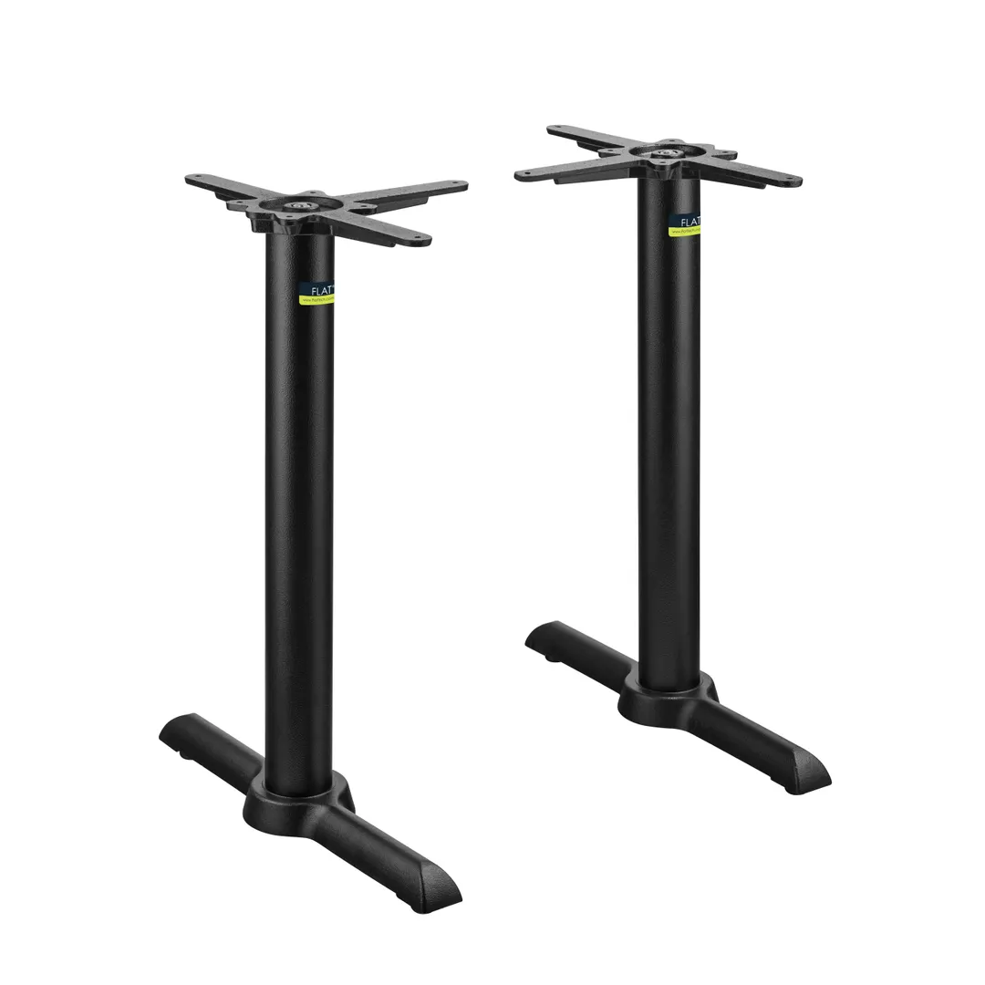 FLAT Tech CT2030 KT22 Dining Height Restaurant Table Base, 22" End Base Spread, Cast Iron, Textured Finish, Hydraulic PAD Stabilization