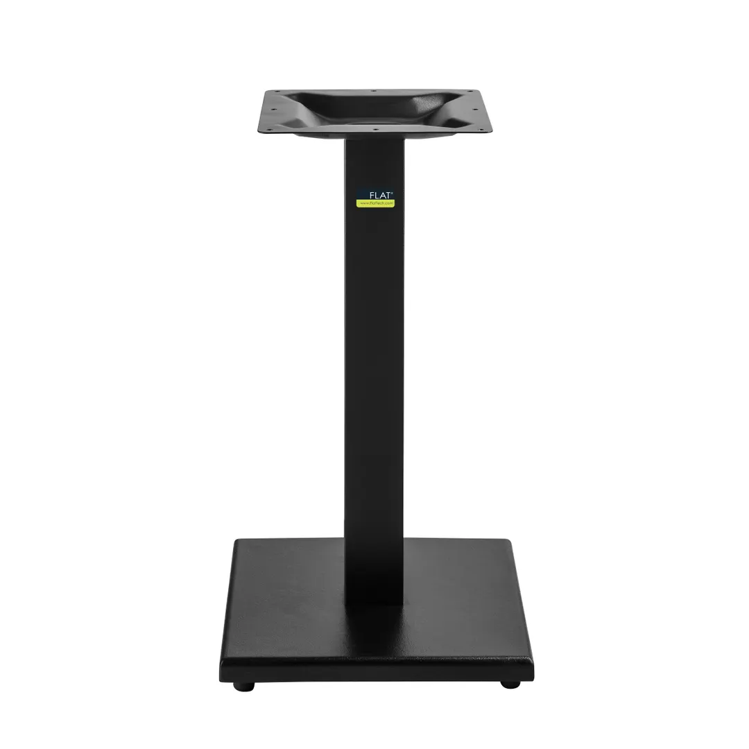 FLAT Tech CT4110 GS22 Dining Height Cast Iron Restaurant Table Base, 22" Square Pedestal, 3-1/7" Dia. Column, Hydraulic PAD Stabilization