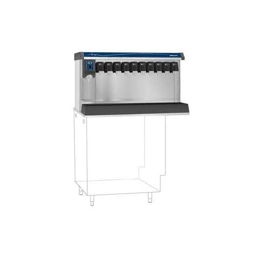 Follett VU155B10RP Ice and Beverage Dispenser with 10 Drink Valves, Right Side Ice Dispense- 150 lb Storage