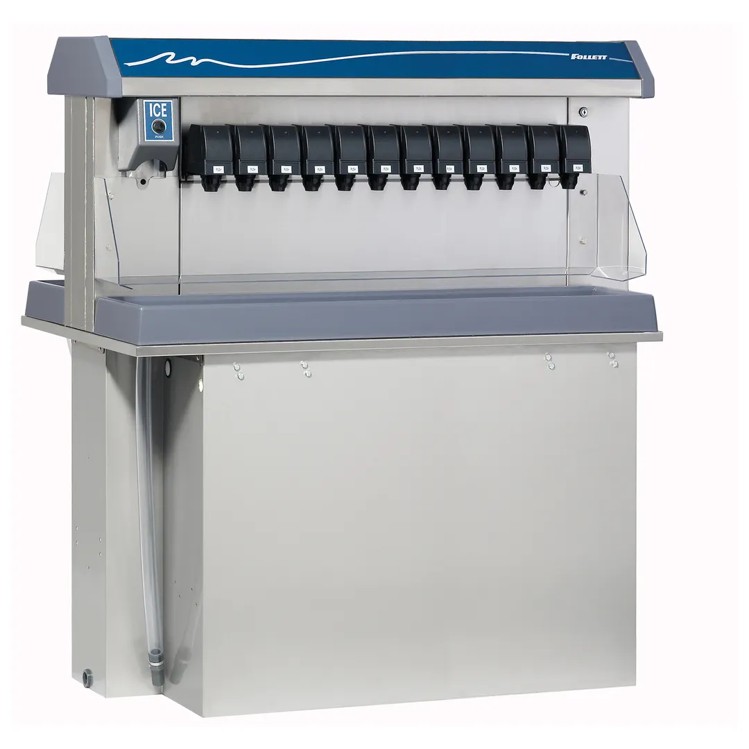 Follett VU300M24DP Ice and Beverage Dispenser with 24 Drink Valves, Dual Sided, 300 lb Storage