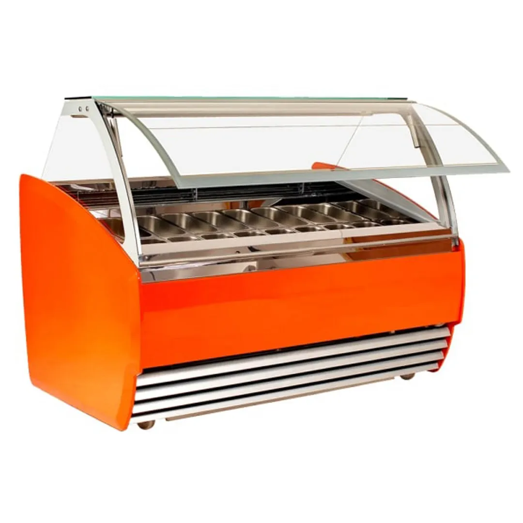 Frost Tech BS18-GF 65” Gelato Dipping Cabinet w/ Curved Sneeze Guard