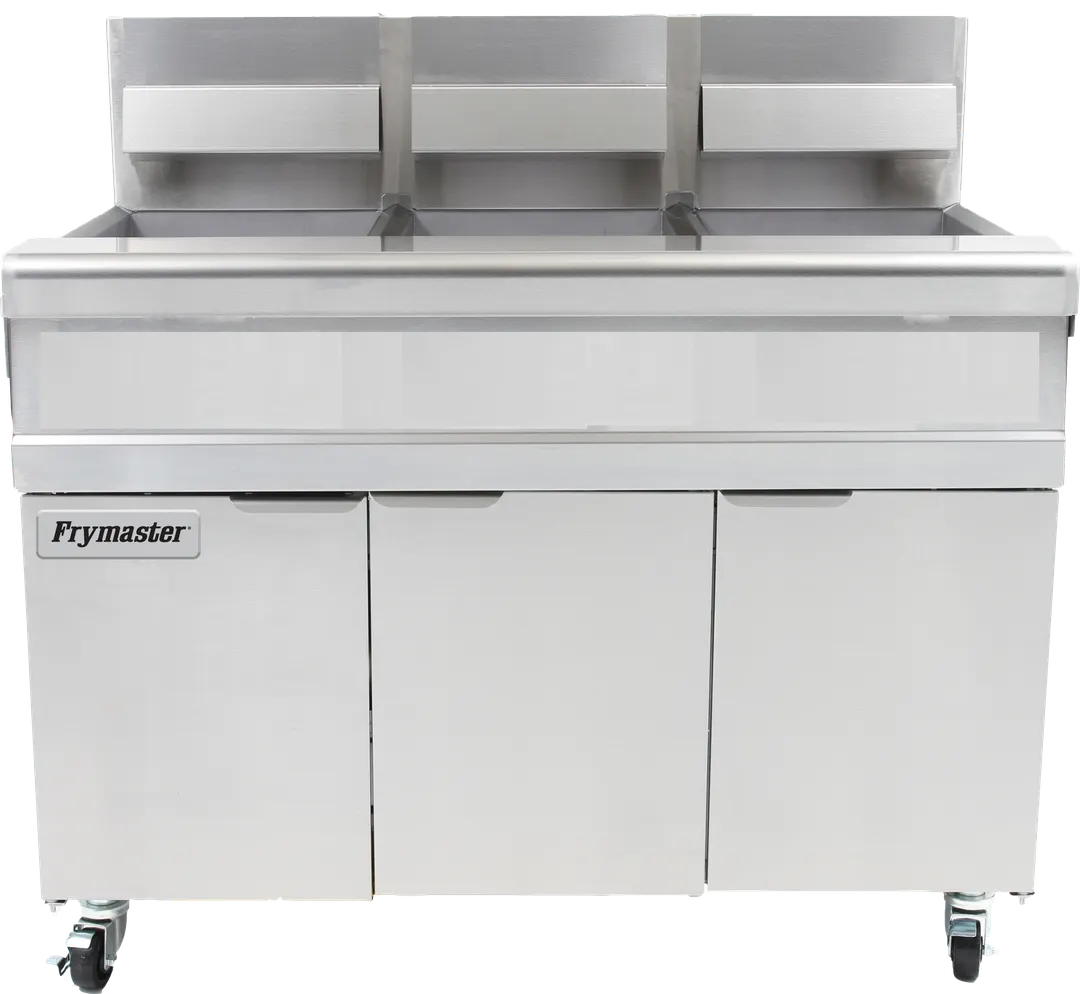 Frymaster MJ340 Multiple Battery Gas Fryer w/ (3) 40-lb Frypots, Floor Model, Millivolt Controls