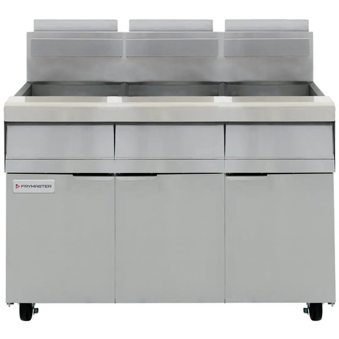 Frymaster MJ350 Multiple Battery Gas Fryer w/ (3) 50 lbs Frypots, Floor Model, Millivolt Controls