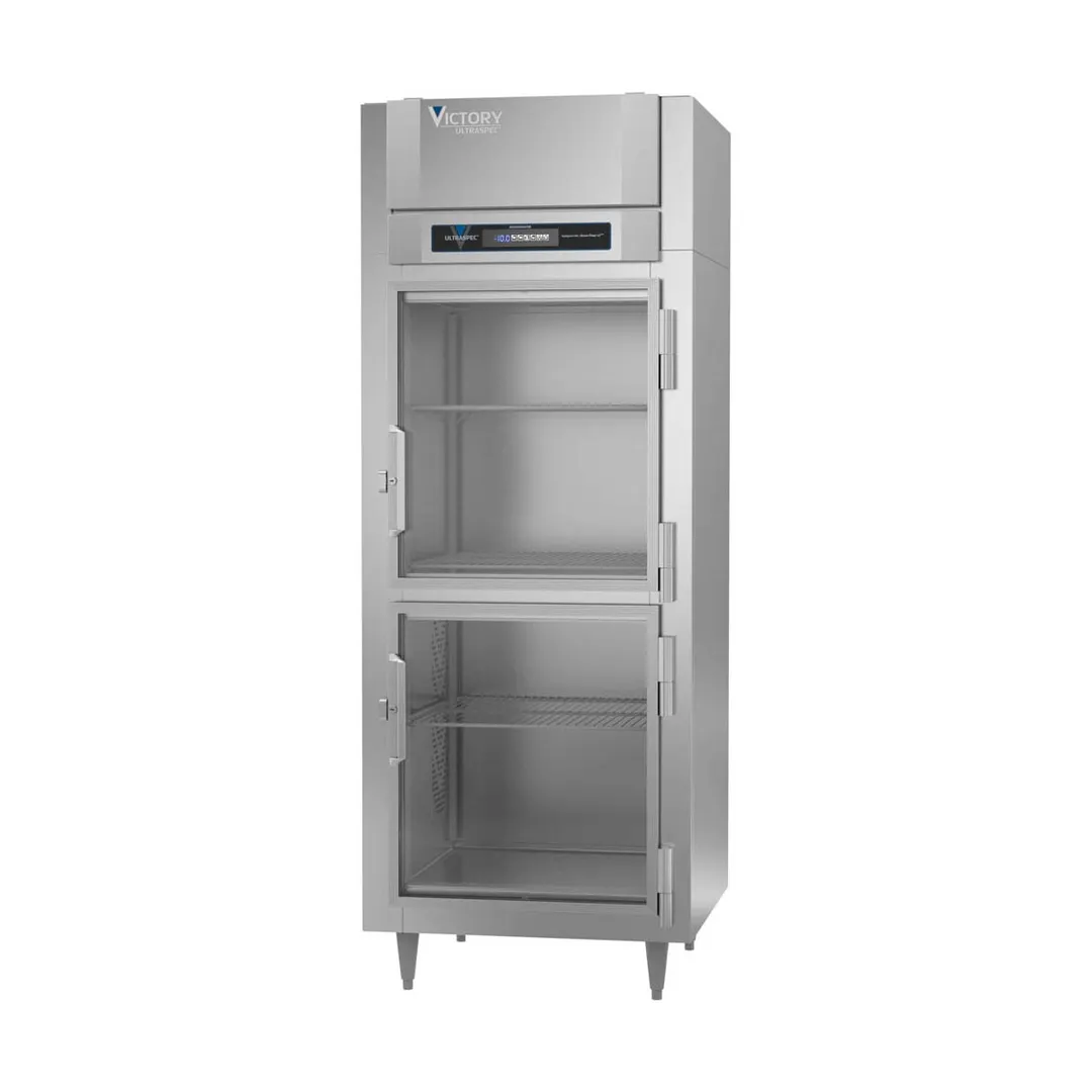 Victory FS-1D-S1-EW-HG-HC 31.25" 2-Half Glass Door Reach-In Freezer, Top Mounted, 24 cu. ft., Stainless Steel