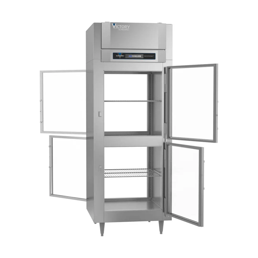 Victory FS-1D-S1-EW-PT-HG-HC 31" 1-Section Pass-Thru Freezer, 4 Half Glass Doors, Top Mounted, 26 cu. ft.