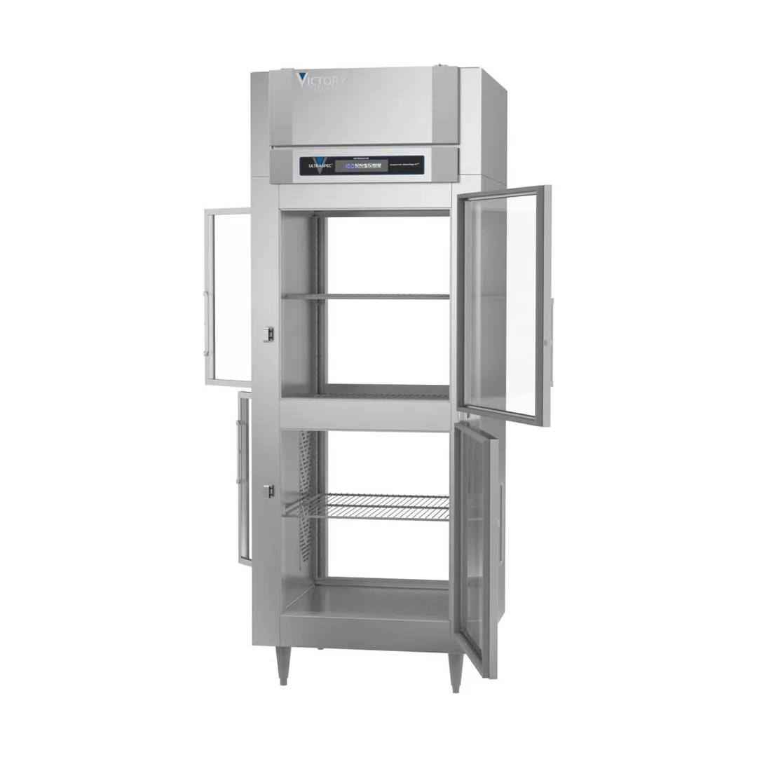 Victory FS-1D-S1-EW-PT-HG-HC 31" 1-Section Pass-Thru Freezer, 4 Half Glass Doors, Top Mounted, 26 cu. ft.