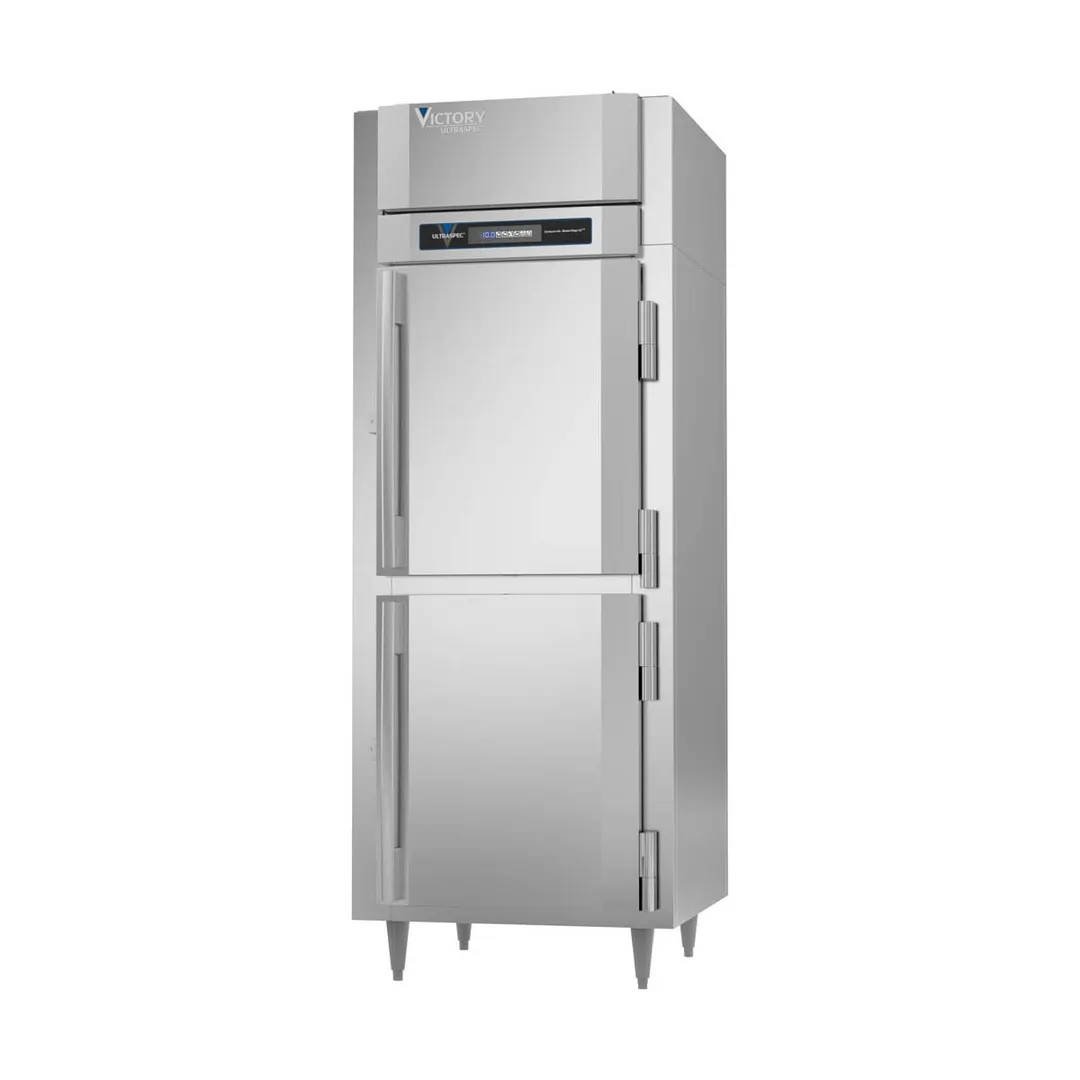 Victory FS-1D-S1-EW-PT-HD-HC 31" 1-Section Pass-Thru Freezer, 4 Half Solid Doors, 26 cu. ft., Stainless Steel, Top Mounted