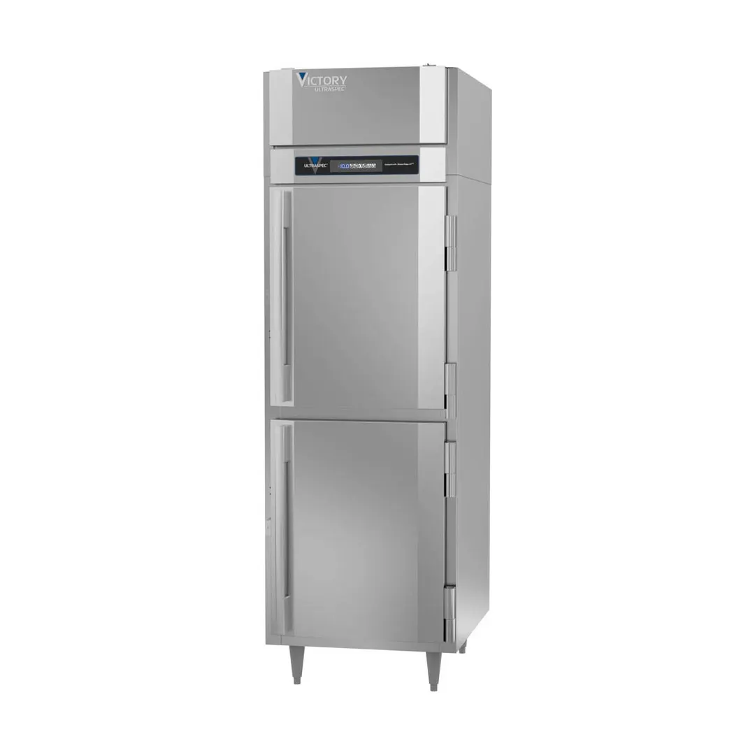 Victory FS-1D-S1-PT-HD-HC 27" 1-Section Pass-Thru Freezer, 4 Half Solid Doors, Top Mounted, 23 cu. ft.