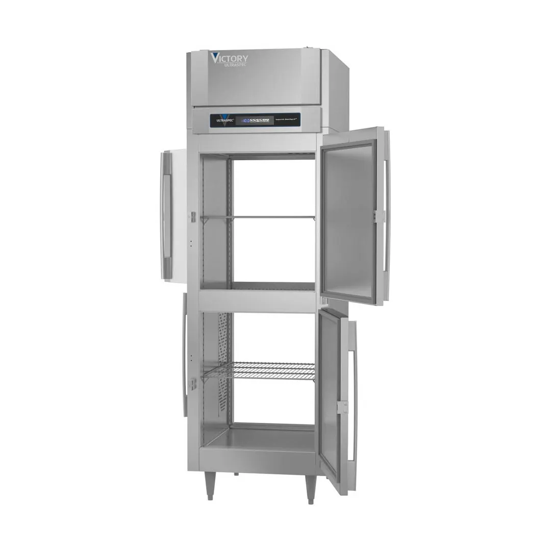 Victory FS-1D-S1-PT-HD-HC 27" 1-Section Pass-Thru Freezer, 4 Half Solid Doors, Top Mounted, 23 cu. ft.