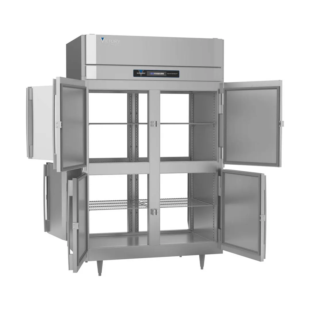 Victory FS-2D-S1-PT-HD-HC 52" 8-Half Solid Door Pass-Thru Freezer, Top Mounted, 48 cu. ft., Stainless Steel