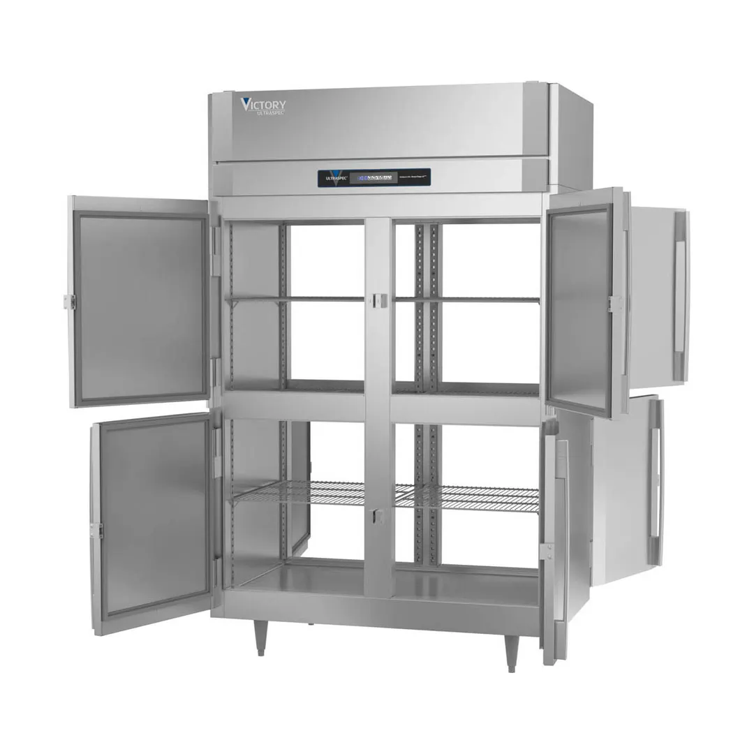 Victory FS-2D-S1-PT-HD-HC 52" 8-Half Solid Door Pass-Thru Freezer, Top Mounted, 48 cu. ft., Stainless Steel