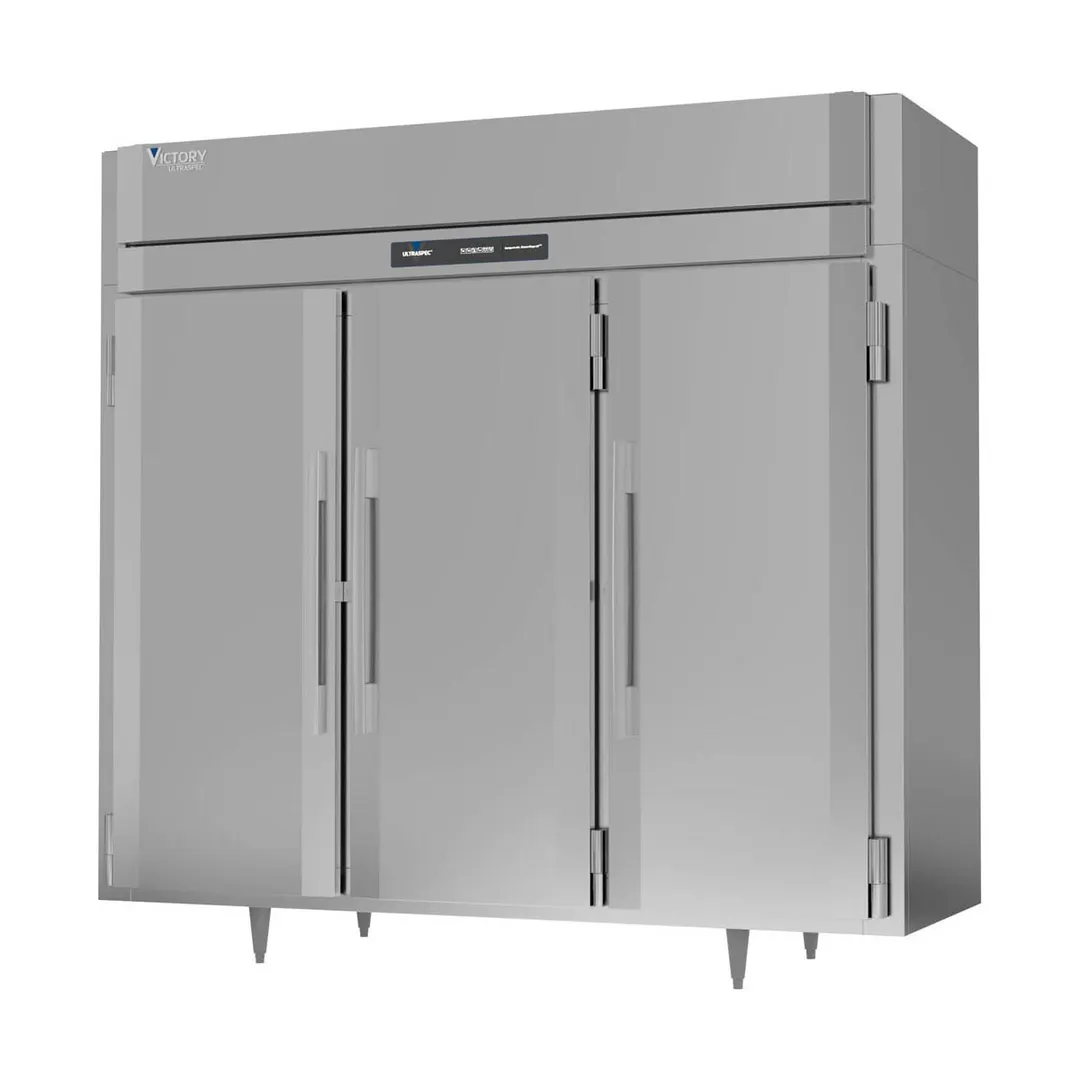 Victory FS-3D-S1-EW-HC 85.5" 3-Solid Door Reach-In Freezer, Top Mounted, 74 cu. ft., Stainless Steel