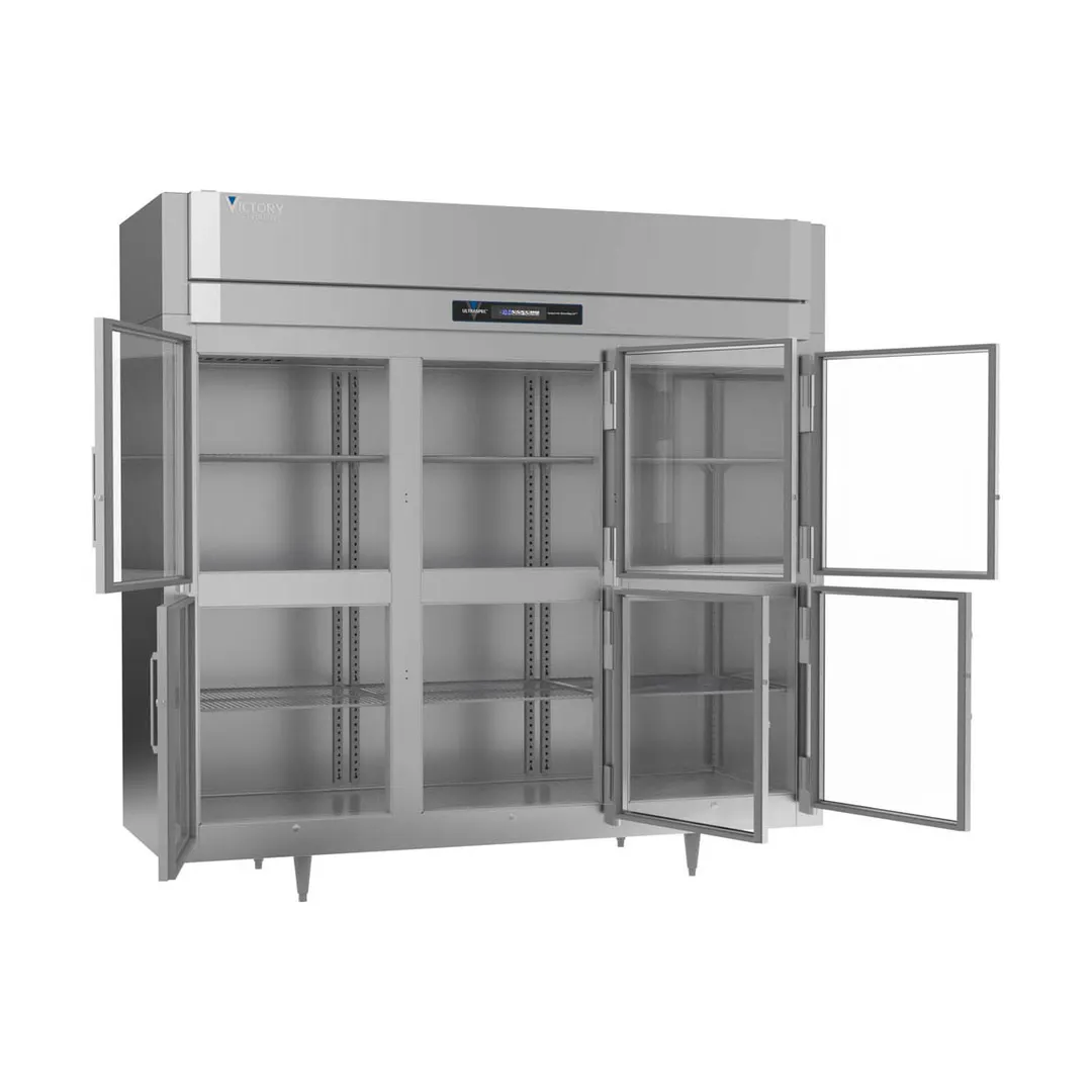 Victory FS-3D-S1-EW-HG-HC 85.5" 3-Section Reach-In Freezer, 6 Half Glass Doors, Top Mounted, 74 cu. ft., Stainless Steel