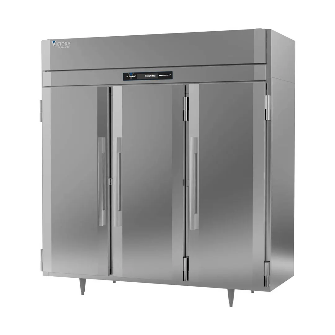 Victory FS-3D-S1-HC 77.75" 3-Solid Door Reach-In Freezer, Top Mounted, 68 cu. ft., Stainless Steel