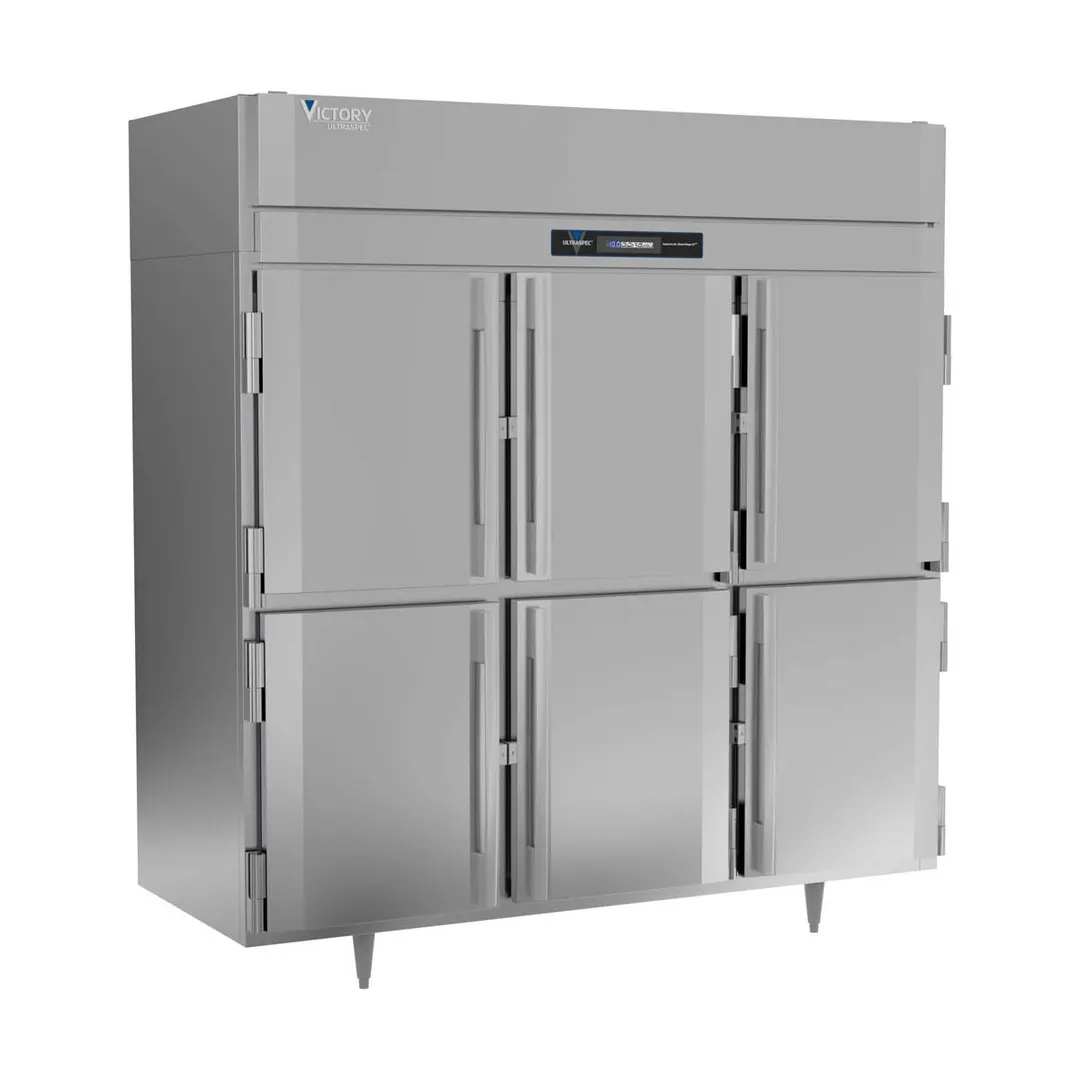 Victory FS-3D-S1-HD-HC 77.75" 3-Section Reach-In Freezer, 6 Half Solid Doors, Top Mounted, 68 cu. ft., Stainless Steel