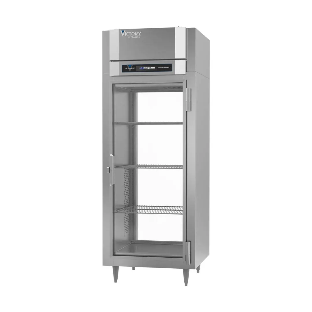 Victory FSA-1D-S1-EW-PT-G-HC 31" 2-Glass Door Pass-Thru Freezer, Top Mounted, 26 cu. ft., Stainless Steel Exterior, Aluminum Interior