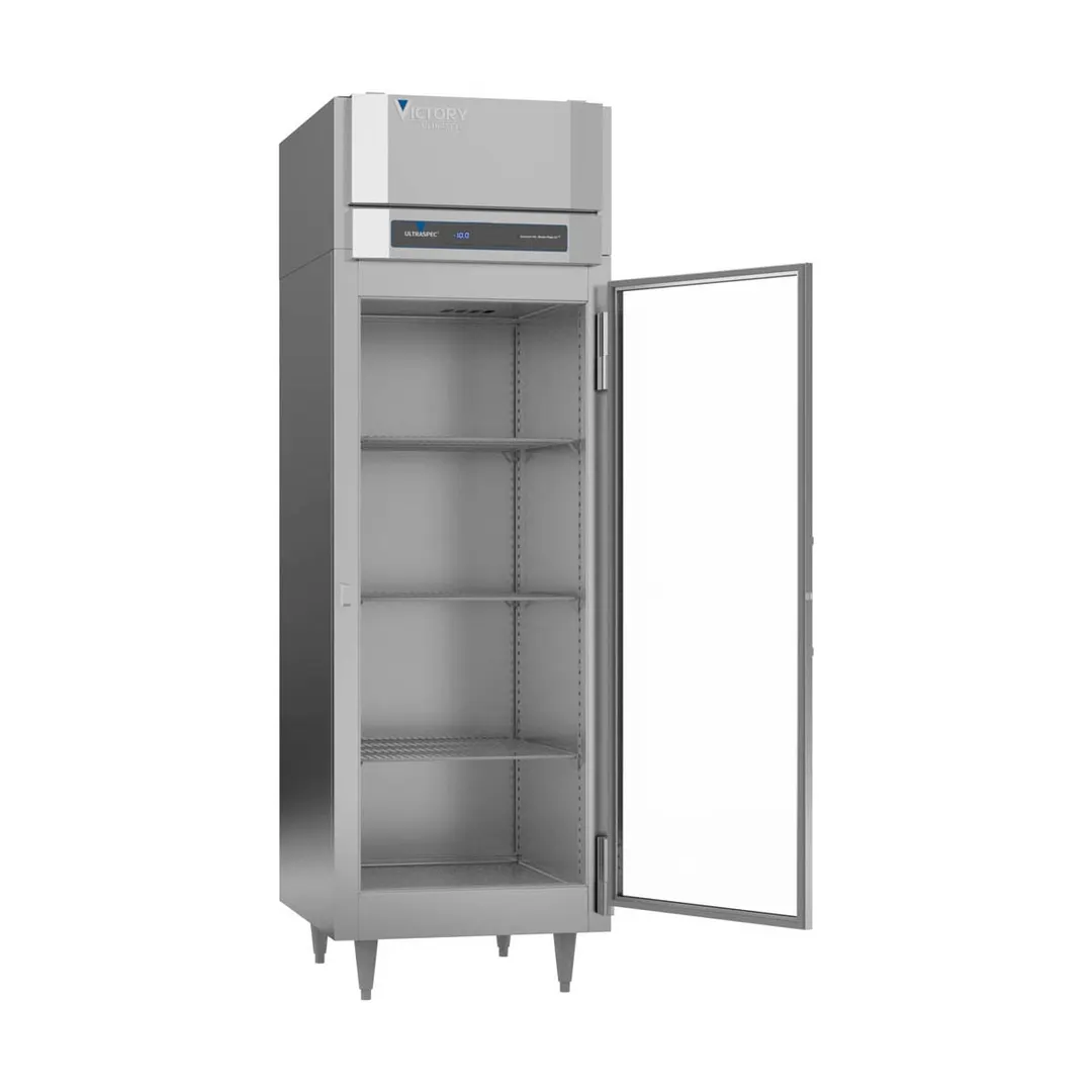 Victory FSA-1D-S1-G-HC 26.5" 1-Section Glass Door Reach-In Freezer, Top Mounted, 21 cu. ft., Stainless Steel Exterior, Aluminum Interior