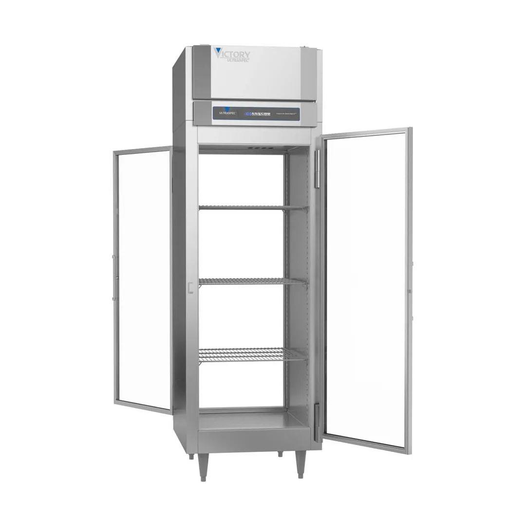 Victory FSA-1D-S1-PT-G-HC 27" 2-Glass Door Pass-Thru Freezer, Top Mounted, 23 cu. ft., Stainless Steel Exterior, Aluminum Interior