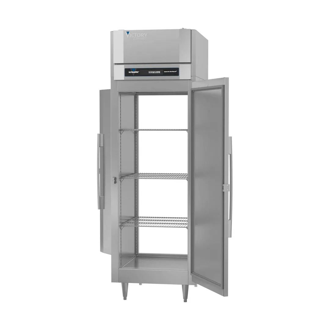 Victory FSA-1D-S1-PT-HC 27" 1-Section Pass-Thru Freezer, 2 Solid Doors, Top Mounted, 23 cu. ft., Stainless Steel Exterior, Aluminum Interior