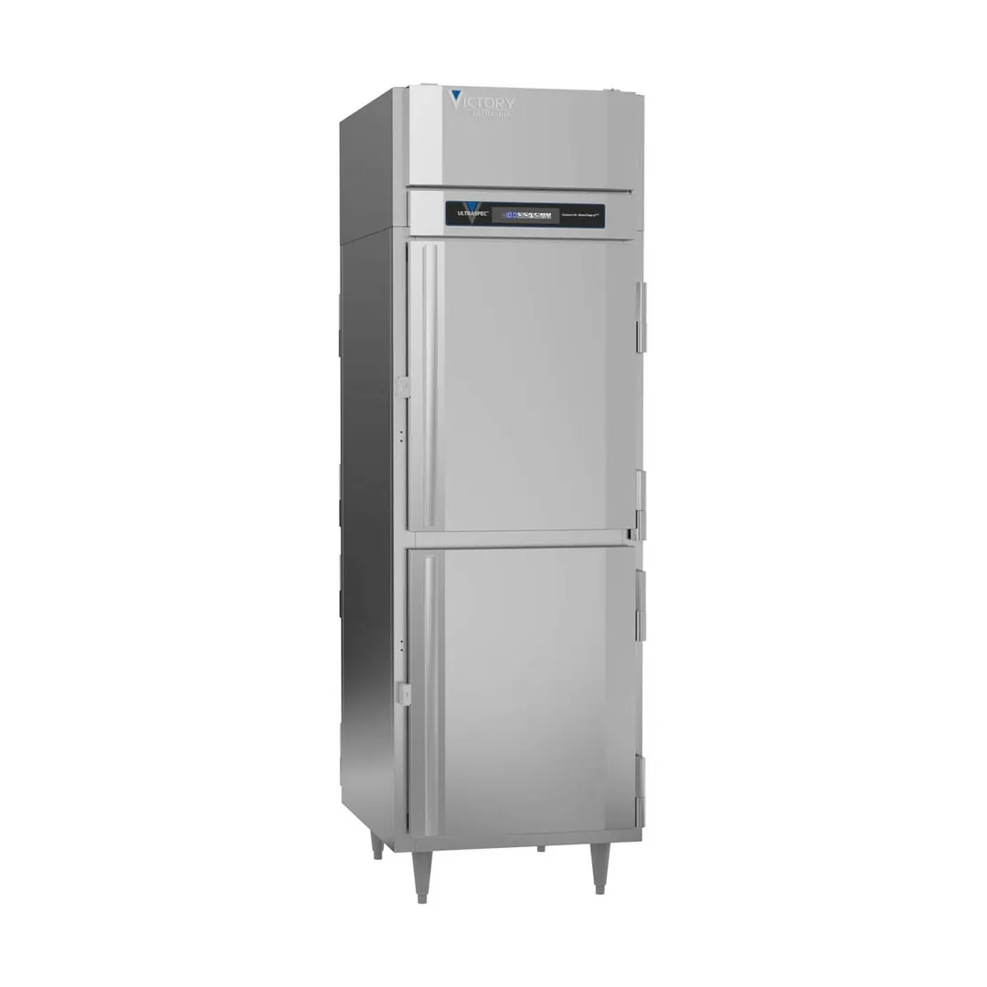 Victory FSA-1D-S1-PT-HD-HC 27" 4-Half Solid Door Pass-Thru Freezer, Top Mounted, 23 cu. ft., Stainless Steel Exterior, Aluminum Interior