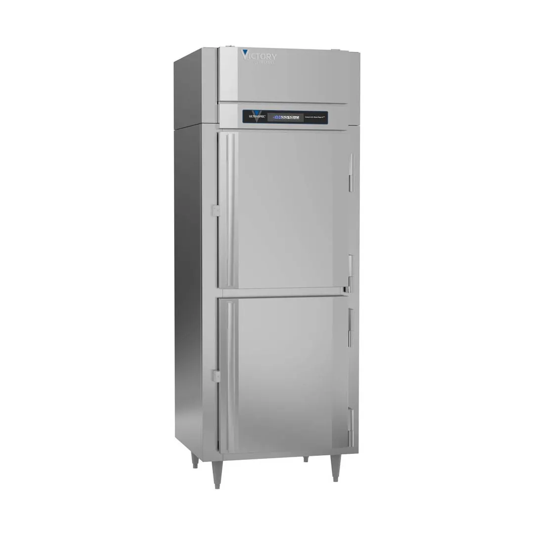 Victory FSA-1N-S1-HD-HC 31.25" 1-Section Reach-In Freezer, 2 Half Solid Doors, 20 cu. ft., Top Mounted, Stainless Steel Exterior