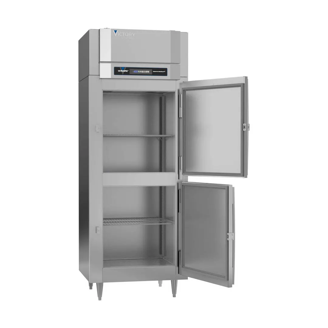 Victory FSA-1N-S1-HD-HC 31.25" 1-Section Reach-In Freezer, 2 Half Solid Doors, 20 cu. ft., Top Mounted, Stainless Steel Exterior