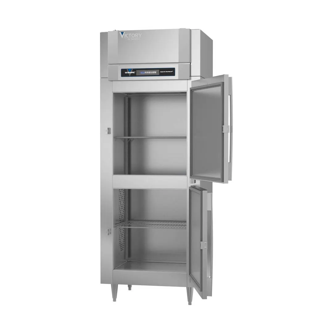 Victory FSA-1N-S1-HD-HC 31.25" 1-Section Reach-In Freezer, 2 Half Solid Doors, 20 cu. ft., Top Mounted, Stainless Steel Exterior