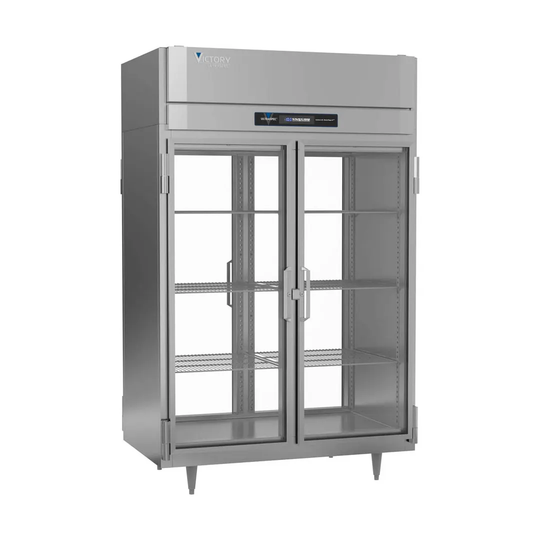 Victory FSA-2D-S1-PT-G-HC 52" 4-Glass Door Pass-Thru Freezer, 2-Section, Top Mounted, 48 cu. ft., Stainless Steel