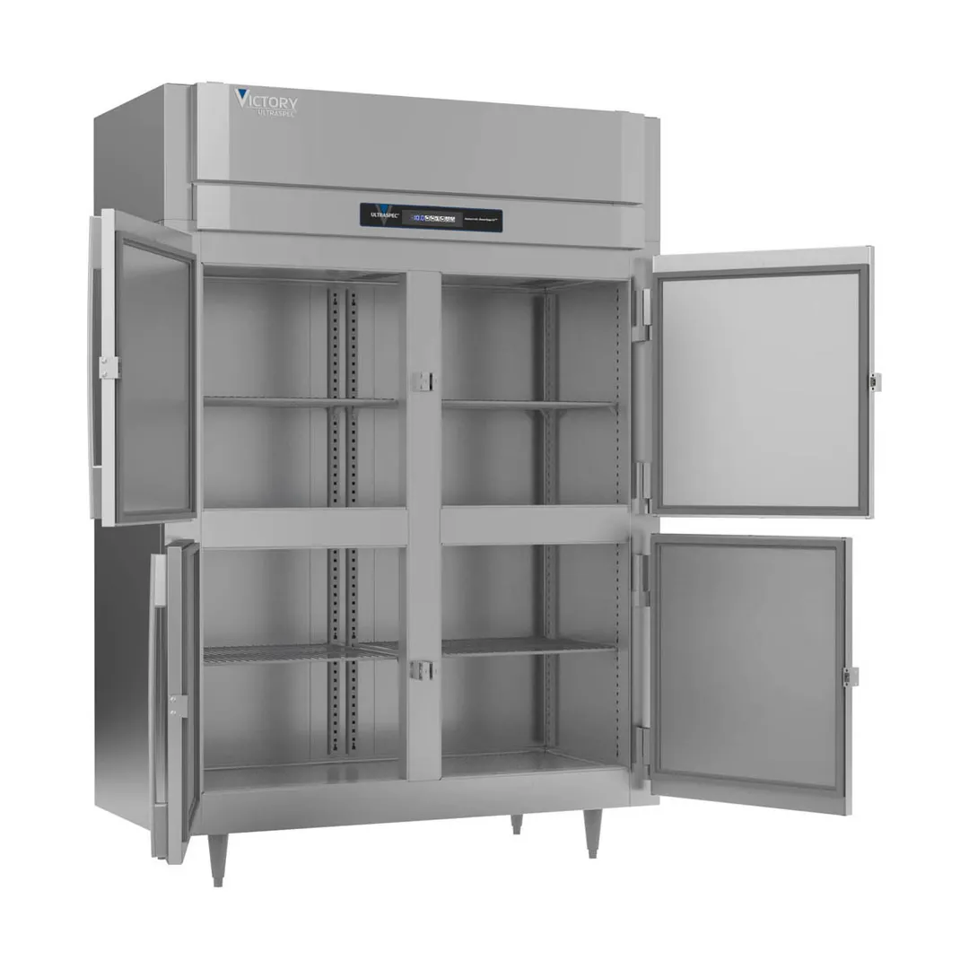 Victory FSA-2N-S1-HD-HC 58" 2-Section Reach-In Freezer, 4 Half Solid Doors, Top Mounted, 41 cu. ft., Stainless Steel