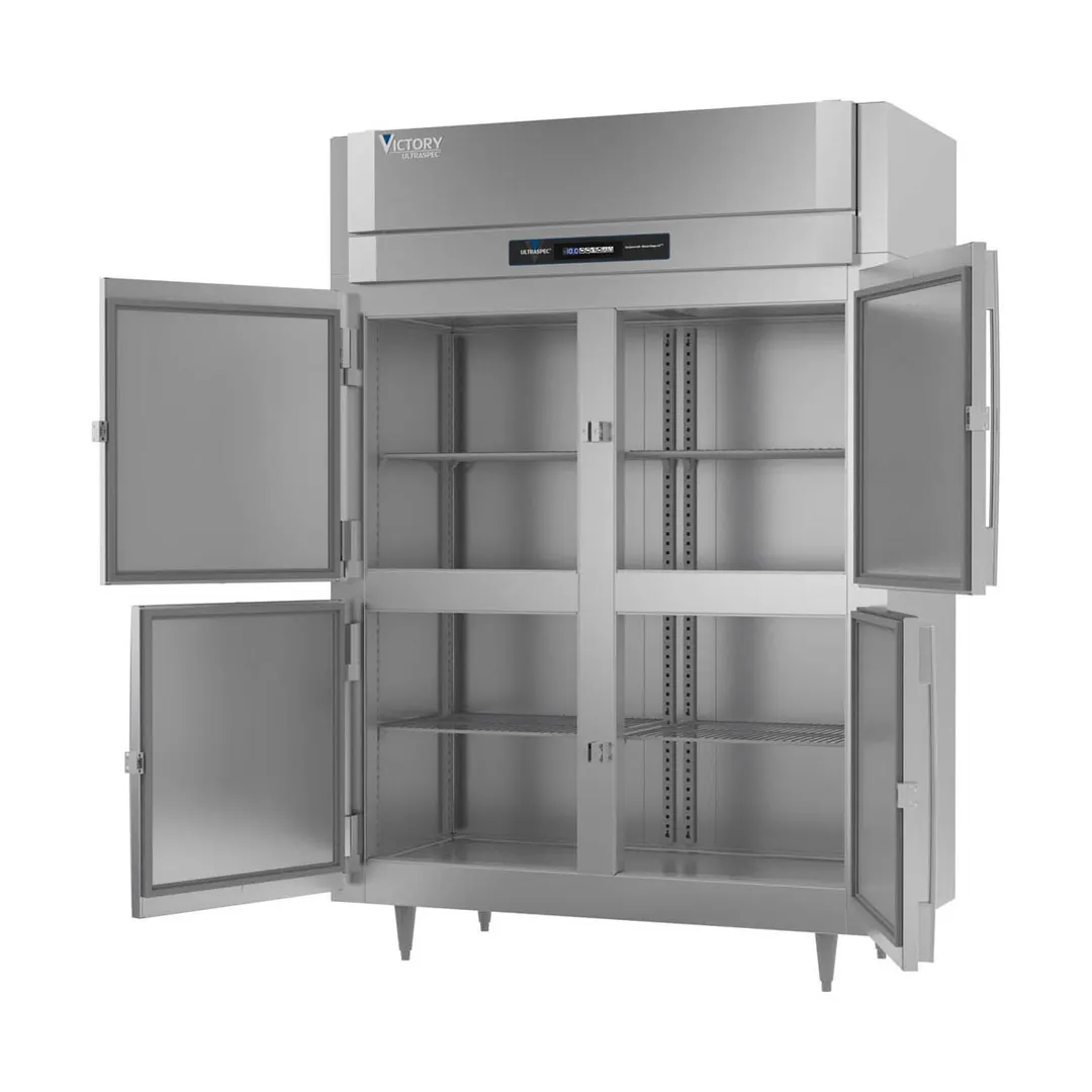 Victory FSA-2N-S1-HD-HC 58" 2-Section Reach-In Freezer, 4 Half Solid Doors, Top Mounted, 41 cu. ft., Stainless Steel