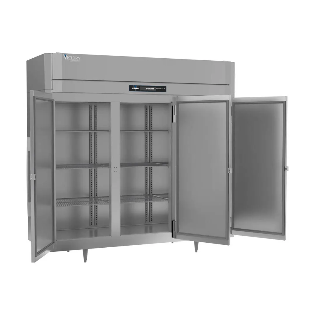 Victory FSA-3D-S1-EW-HC 85.5" 3-Solid Door Reach-In Freezer, Top Mounted, 74 cu. ft., Stainless Steel Exterior, Aluminum Interior